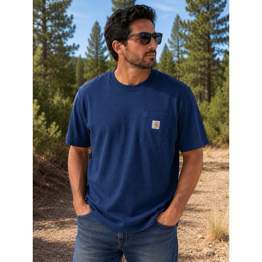 Carhartt Original Fit Pocket T Shirt Mens XL Tall Navy Blue Workwear Tee